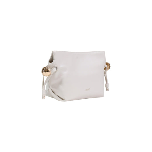 Borsa Hobo Liu Jo ECS S; 100% Poliuretano Bianco. Silhouette morbida, chiusura con zip, dettagli metallici e coulisse. Borsa donna piccola, versatile e 4 stagioni. Vista laterale frontale 