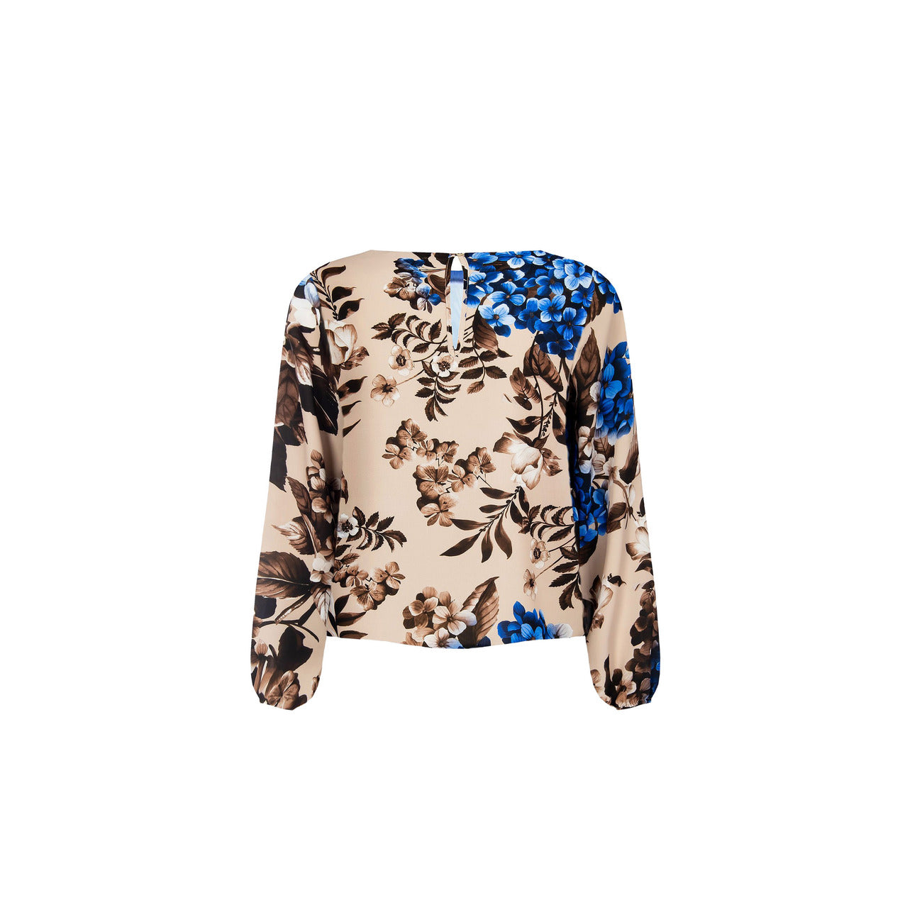 Rinascimento Blusa Donna Azzurro Floreale Bottone Scollo Tondo 100% Poliestere Primavera/Estate CFC0115613