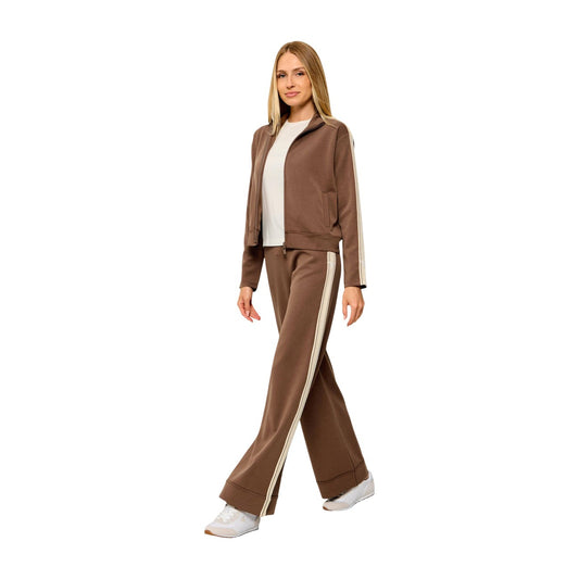 Pantaloni Guess donna marroni gamba larga bande laterali elastico vita MEROPE WIDE LEG⁠