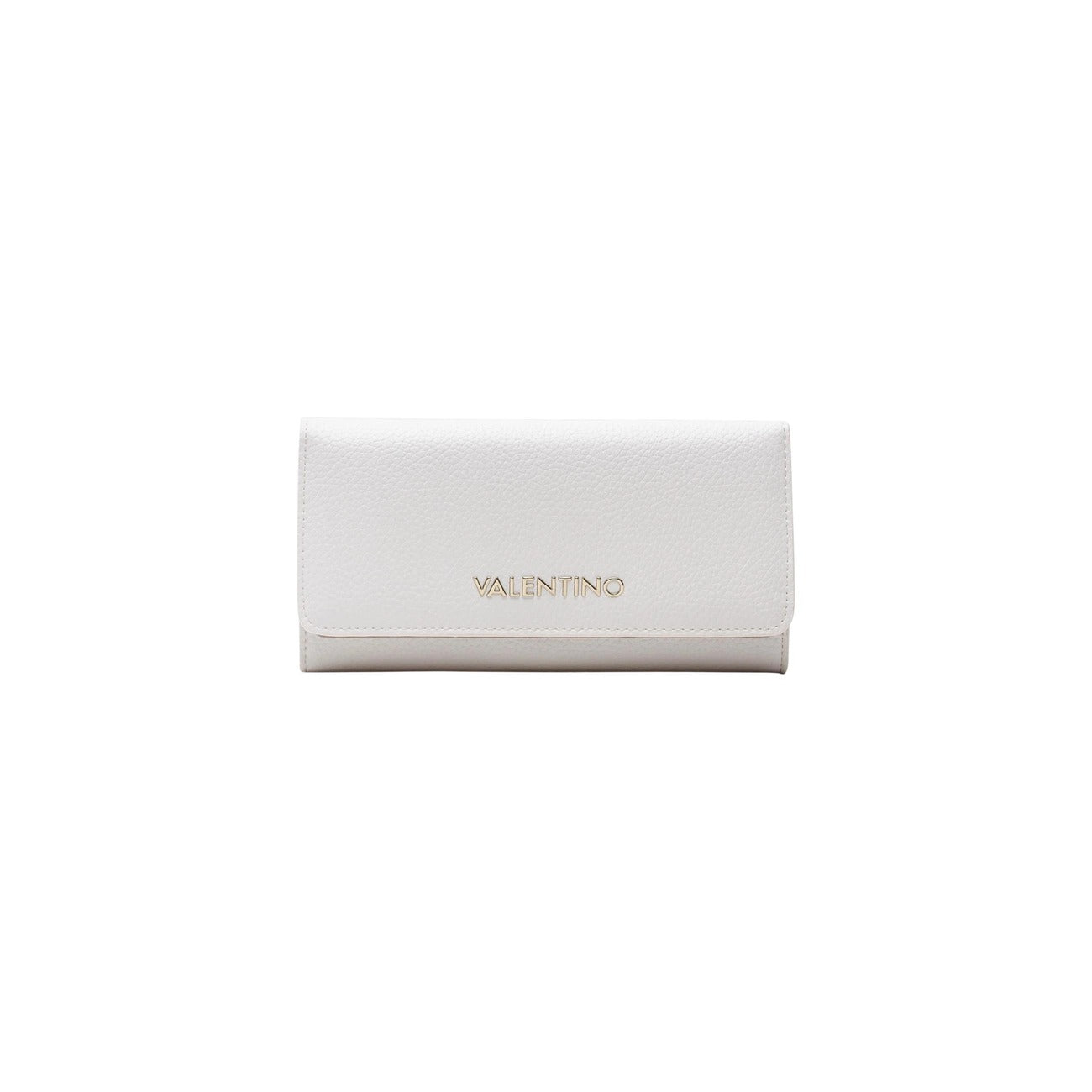 Portafoglio bianco Valentino Bags Alexia VPS5A8113, grande formato a patta con logo frontale; interno organizzato per carte e banconote, stile elegante e versatile. Vista frontale 
