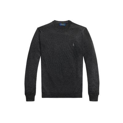 Polo Ralph Lauren Maglia Uomo Grigio Scollo Tondo Manica Lunga Lana 100% Autunno Inverno V_31784