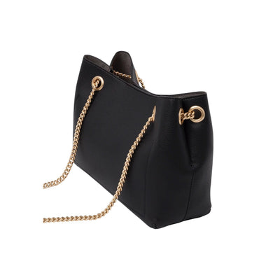 Calvin Klein Women's Black Shoulder Bag - Snap Button Bag with Pockets 19x25x10.5cm