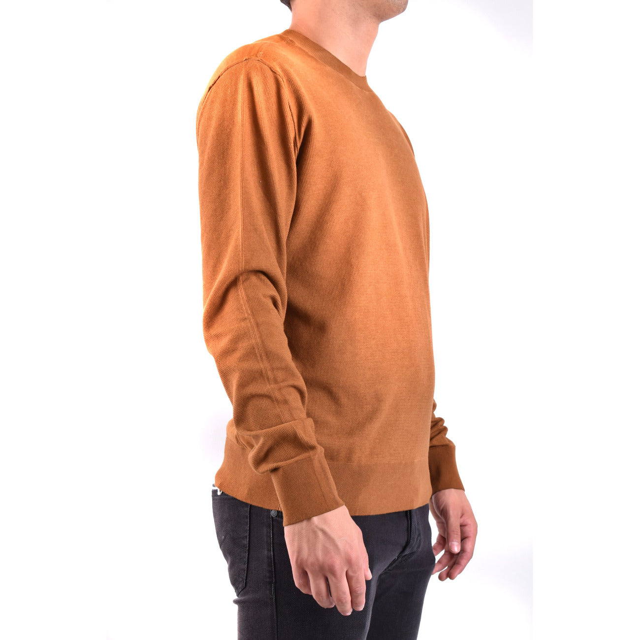 Paolo Pecora Maglia Uomo Marrone con Maniche Lunghe Scollo Tondo in Cotone 100% B_43527