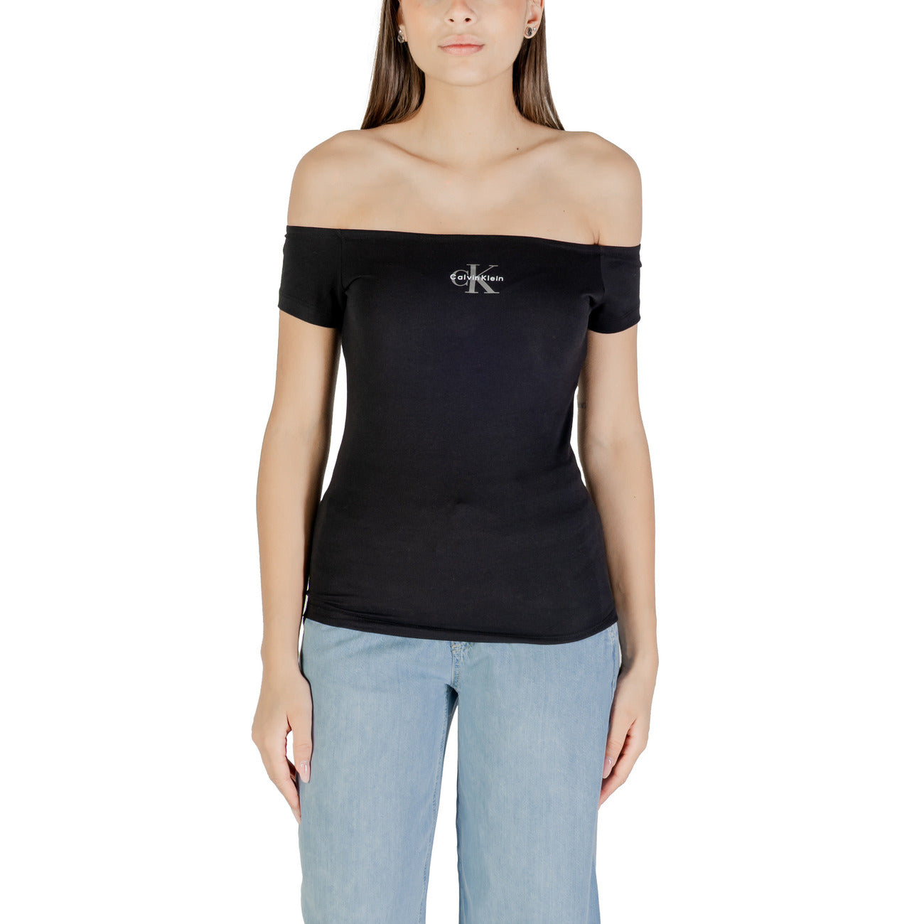 Calvin Klein Jeans T-Shirt MONOGRAM OFF SHOULDE maniche corte Donna LV047C203G