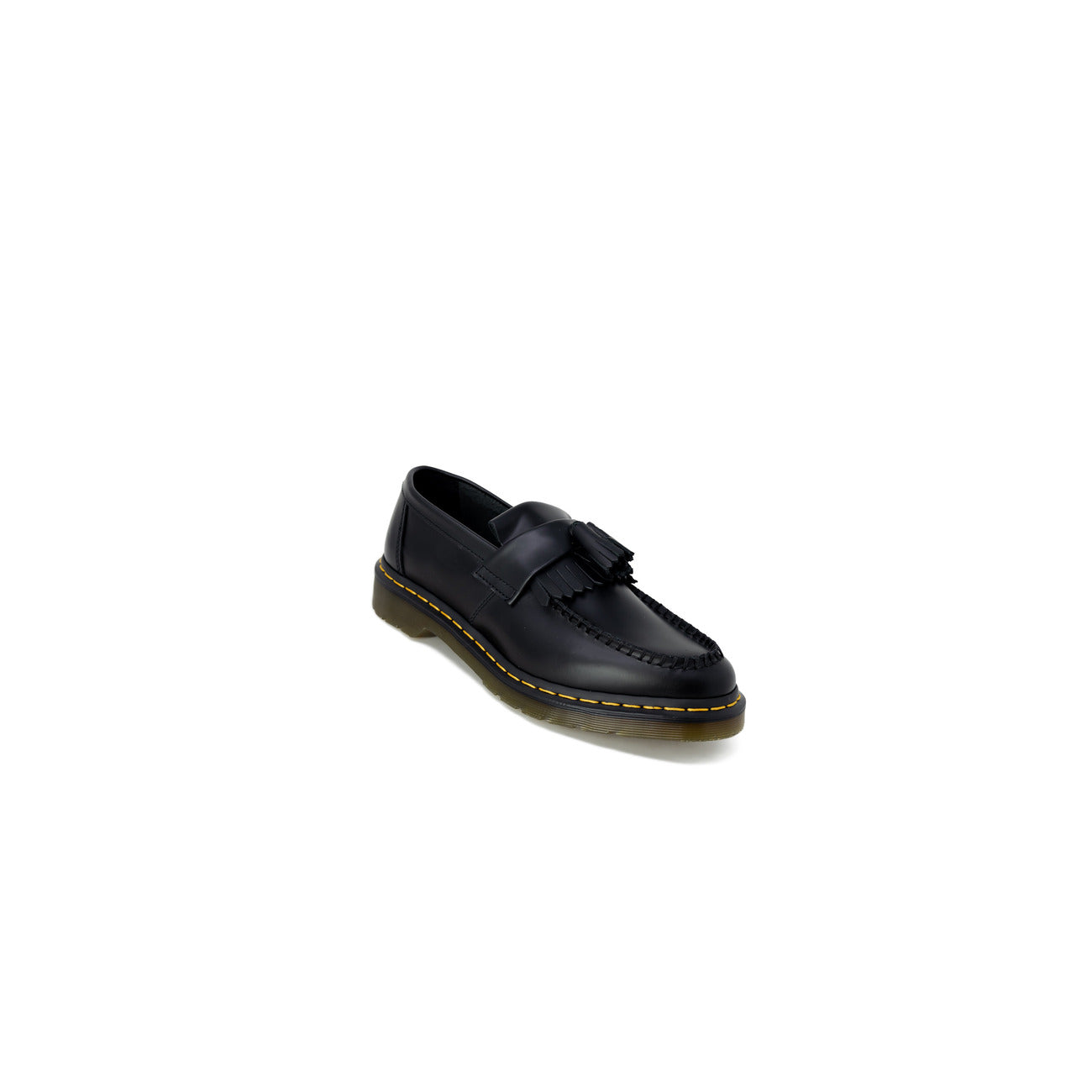 Mocassini Dr. Martens ADRIAN con nappe e cuciture gialle in pelle smooth uomo neri 100% pelle - vista frontale 