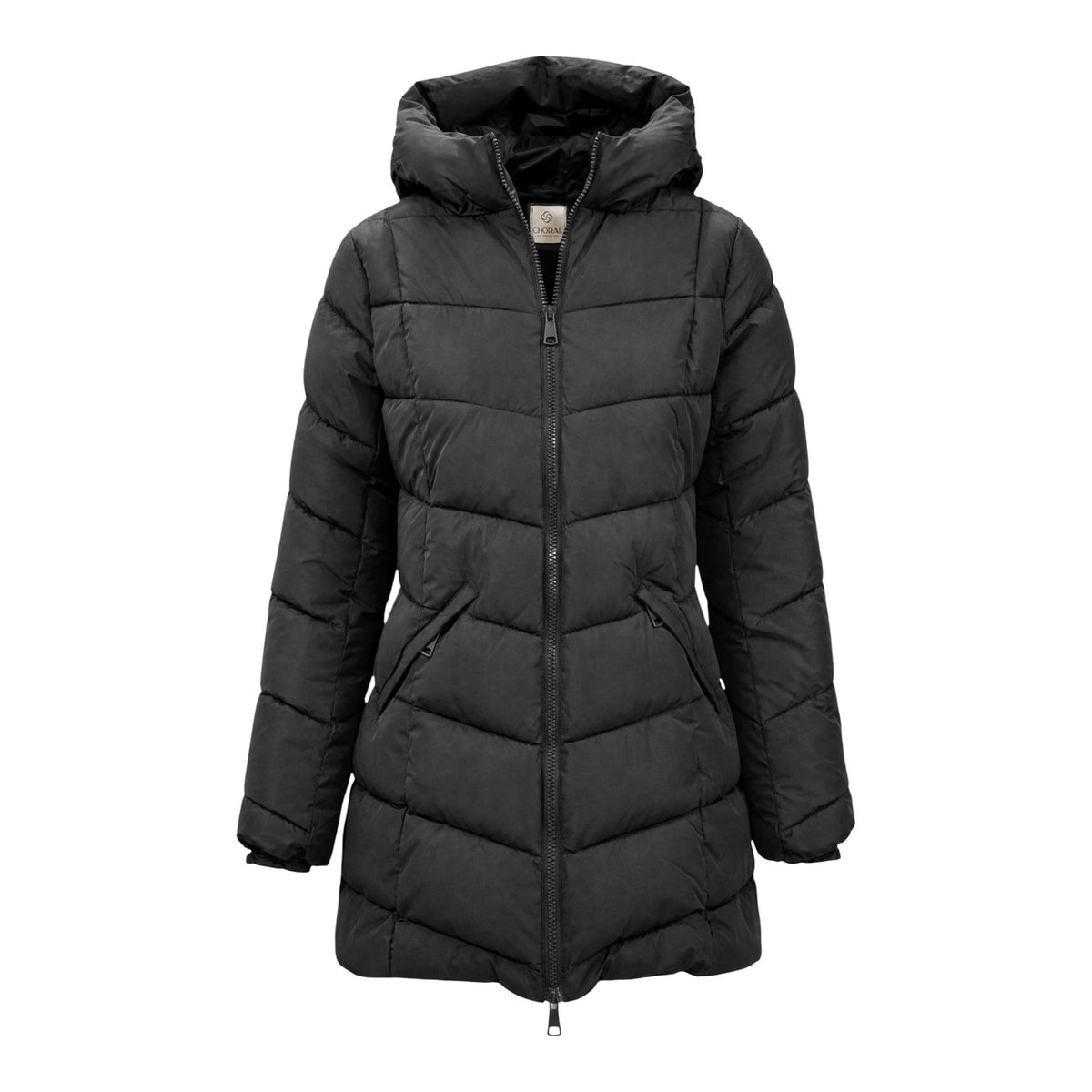 Piumino nero donna Choral – Giubbotto trapuntato voluminoso con cappuccio SLI6GC026271D.