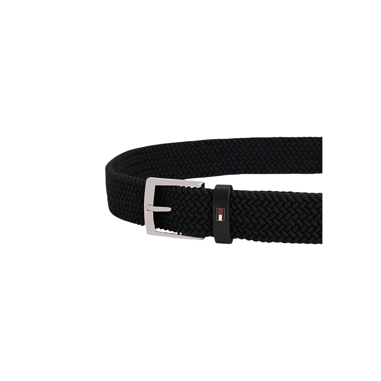 Cintura elastica Tommy Hilfiger; motivo intrecciato, fibbia in metallo spazzolato, larghezza 3,5 cm. Comfort e stile iconico Tommy. Vista frontale 