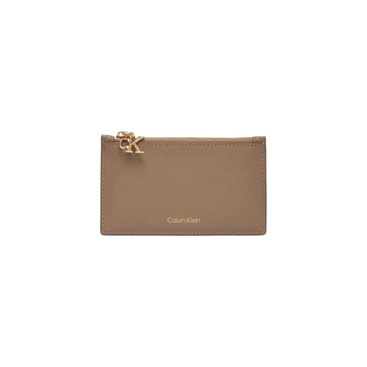 Portafoglio Calvin Klein donna beige in ecopelle 100% 13x8x0.2 cm - vista frontale
