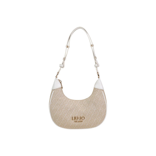 Borsa Hobo Liu Jo S; 100% Poliestere. Silhouette a mezzaluna, logo in rilievo, tracolla regolabile. Borsa donna piccola, leggera e di tendenza. Frontale 