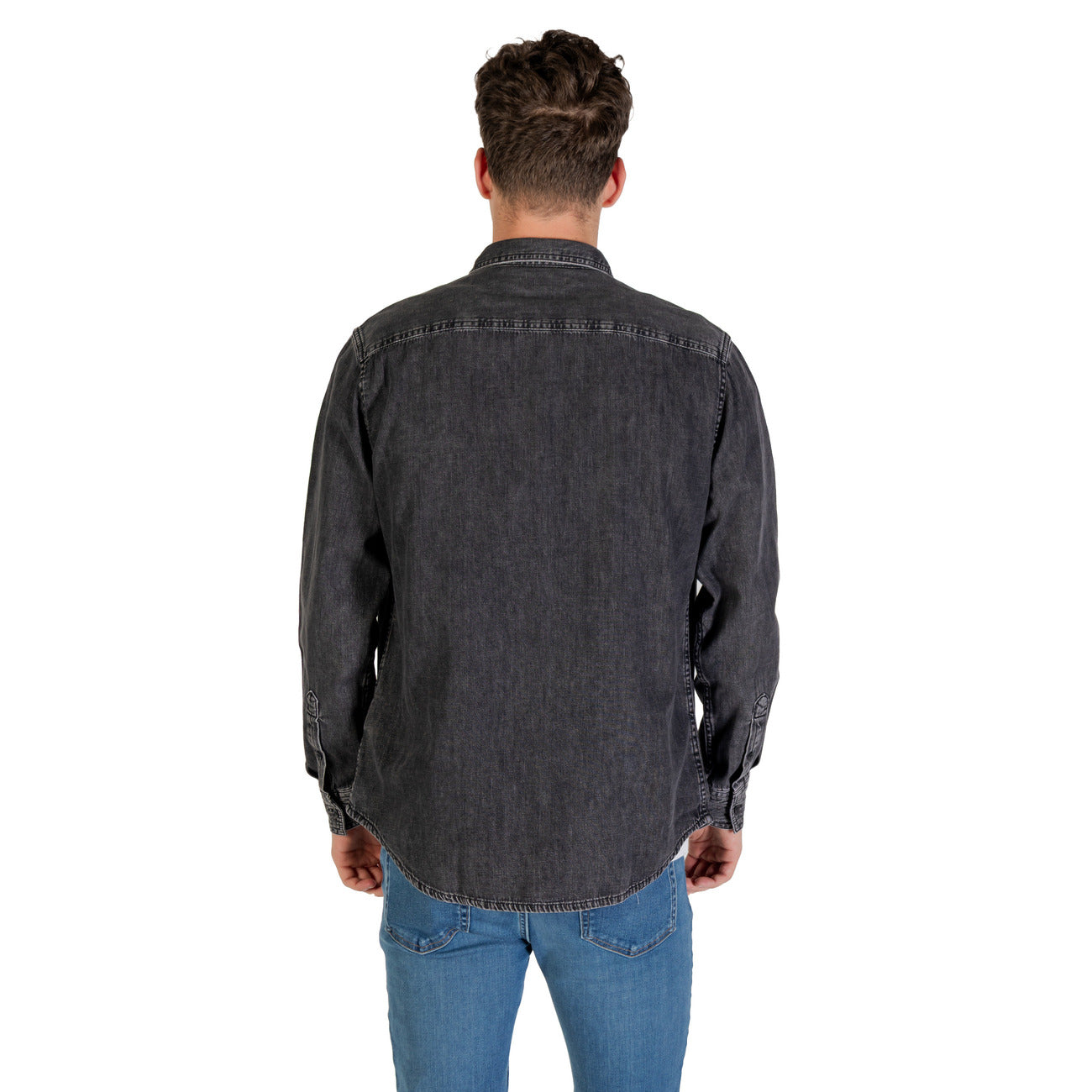 Calvin Klein Jeans Camicia di Jeans Uomo Nero Manica Lunga Bottoni 100% Cotone Autunno/Inverno LV040BM733