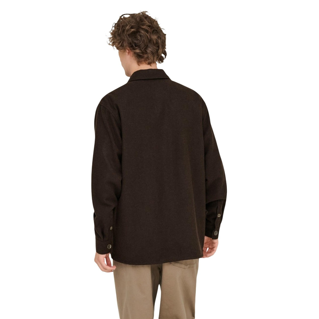 Only & Sons Camicia Uomo Marrone Bottoni Manica Lunga Scollo Tondo Colletto Classico Tasche Acrilico Poliestere Autunno Inverno 22034929