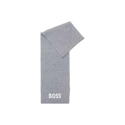 Boss Sciarpa Uomo Nera con Stampa - Sciarpa Lana Acrilico Viscosa 180x25cm Autunno Inverno