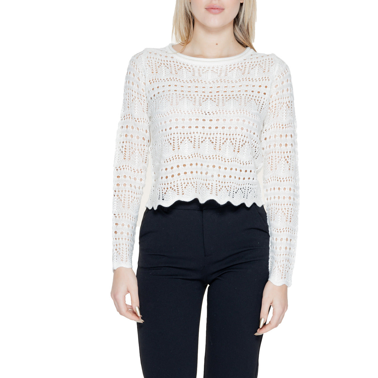 Jacqueline De Yong Maglia Donna Beige Scollo Tondo Manica Lunga Acrilico 100% Primavera Estate 15287384