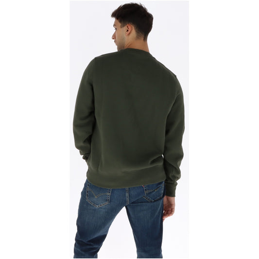 Felpa da uomo Dickies in tinta unita verde, vestibilità regular con scollo tondo a coste, realizzato in morbido tessuto antipiega con etichetta logata intessuta sul petto.