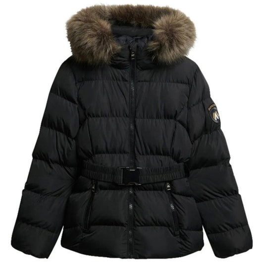 Superdry Giubbotto Donna Nero in Poliestere 100% con Cerniera Cappuccio Tasche Autunno/Inverno W5011928A