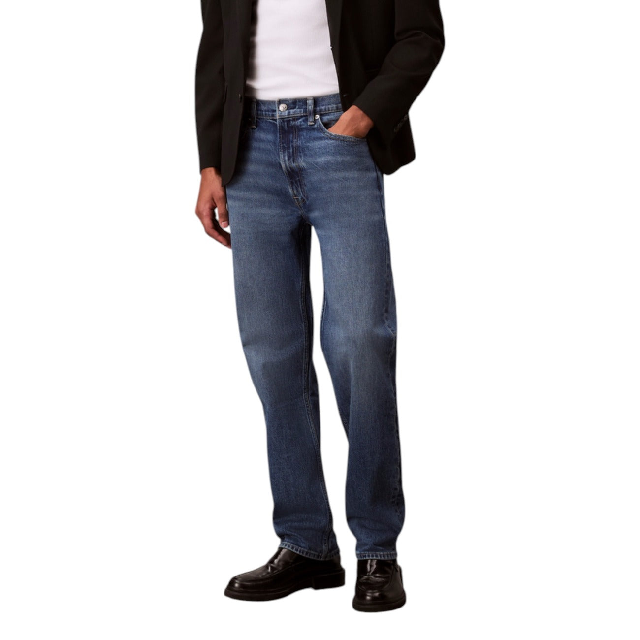 Calvin Klein Jeans Jeans Uomo Blu in Cotone 79% Cotone Organico 20% Elastan 1% con Zip e Bottone Tasche Anteriori e Posteriori LV04RB770G
