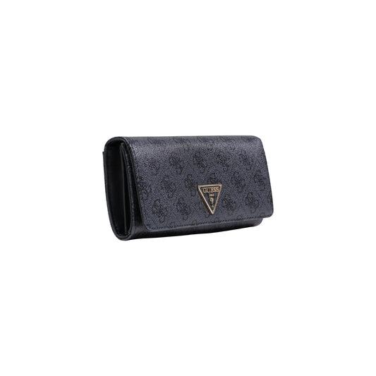 portafoglio grande nero/grigio da donna Guess LAUREL II SLG FLAP ORGANIZER SWSG74. perfetto per chi desidera organizzare con stile carte, documenti e contanti. Realizzato interamente in poliuretano di alta qualità. motivo logo Guess all-over e dal caratteristico triangolo metallico con logo sulla parte frontale