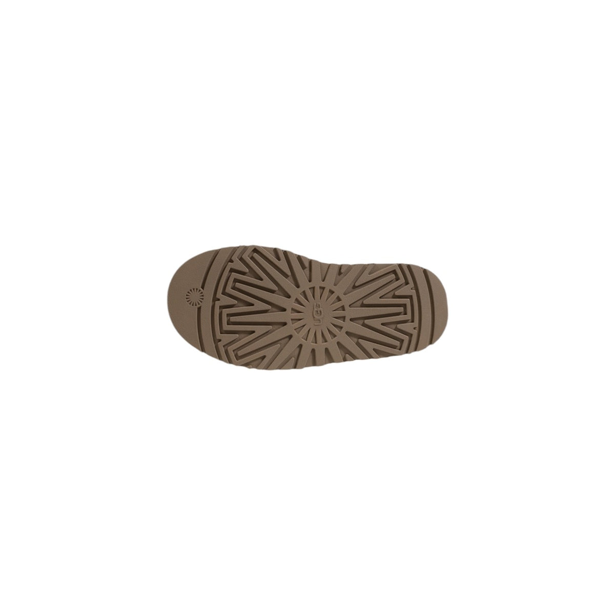 Ciabatte beige donna UGG Funkette 1113474. Sabot scamosciati beige con cinturino elastico logato, pelliccia di montone e suola spessa platform SugarSole da 5 cm.