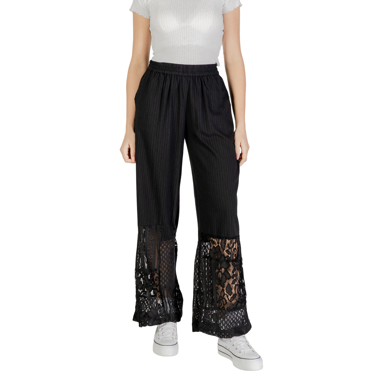 Ichi Pantaloni Donna Nero Monocromo Senza Chiusura 55% Cotone 45% Viscosa Primavera/Estate 20122862