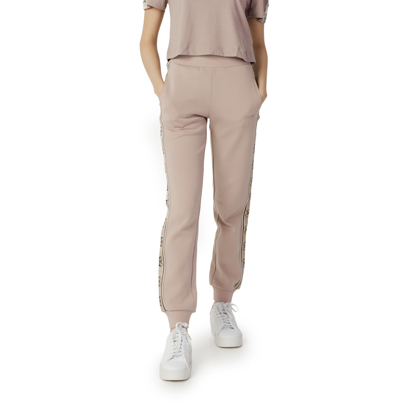 Pantaloni Sportivi Donna Guess Active Rosa Stampa Cotone - Stile Casual