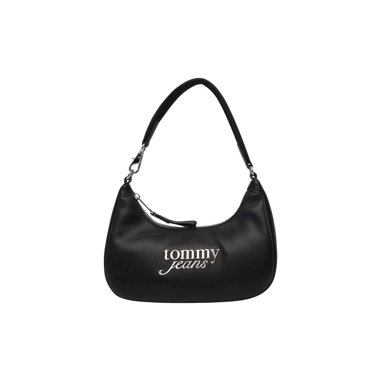 Borsa a Mano Donna Tommy Hilfiger Jeans Nera con Scritta Bianca - Stile Americano