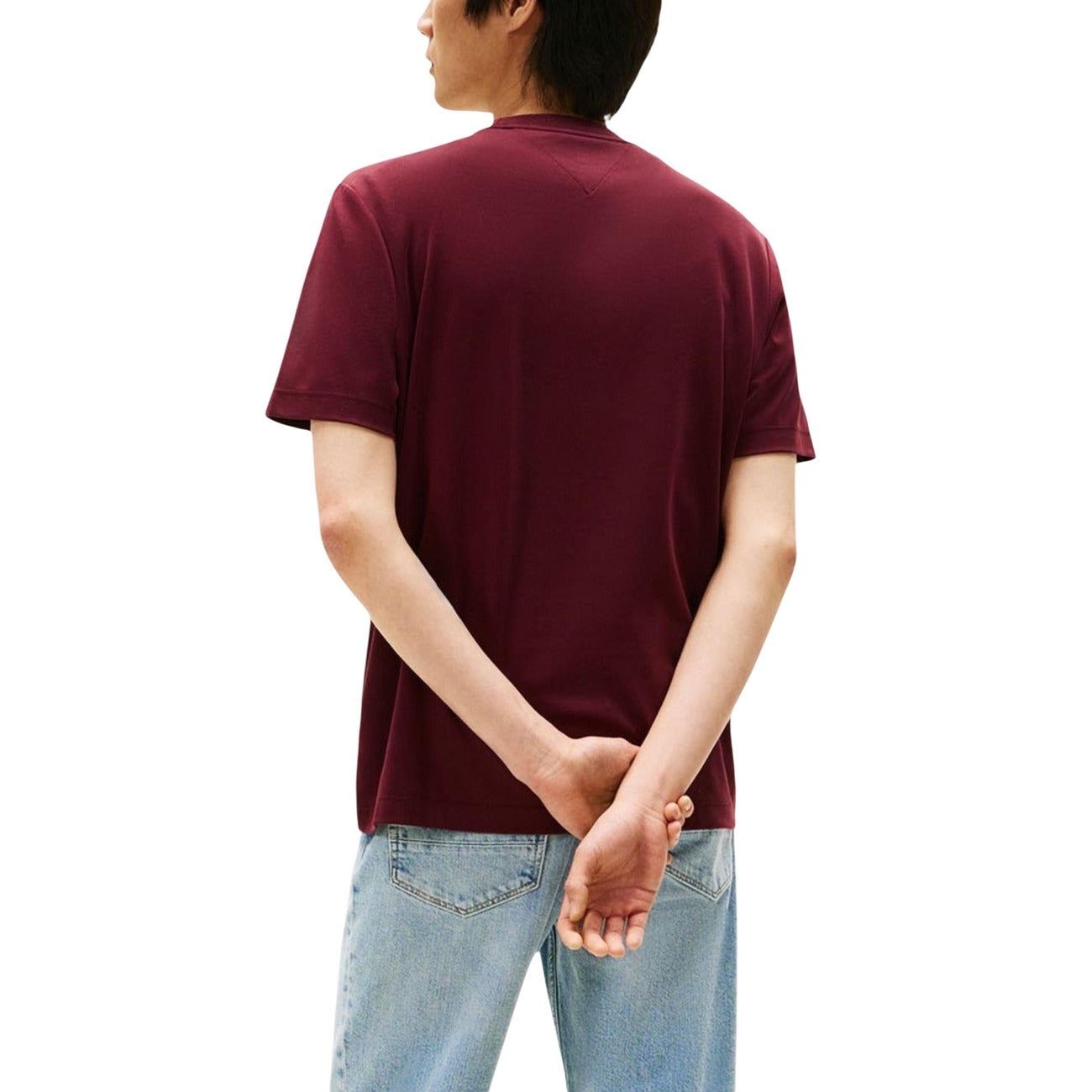 Tommy Hilfiger T-Shirt Uomo Bordeaux Stampa Maniche Corte Scollo Tondo Cotone Organico 87% Elastan 13% Autunno Inverno MW0MW39569