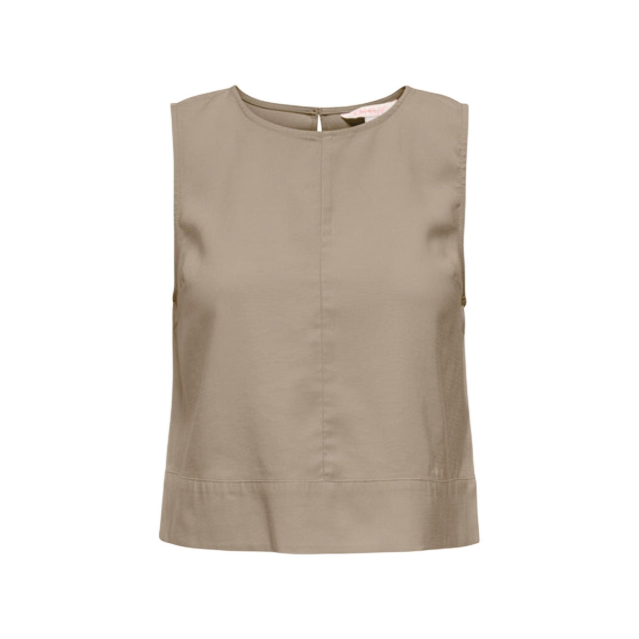 Top Only Onldorsi Aris; viscosa e poliestere riciclato, loose fit, smanicato. Cucitura centrale decorativa, tessuto traspirante, design contemporaneo. Colore beige 