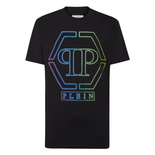 Philipp Plein T-Shirt Uomo Nera Stampa Manica Corta Scollo Tondo 100% Cotone Primavera/Estate V_30799