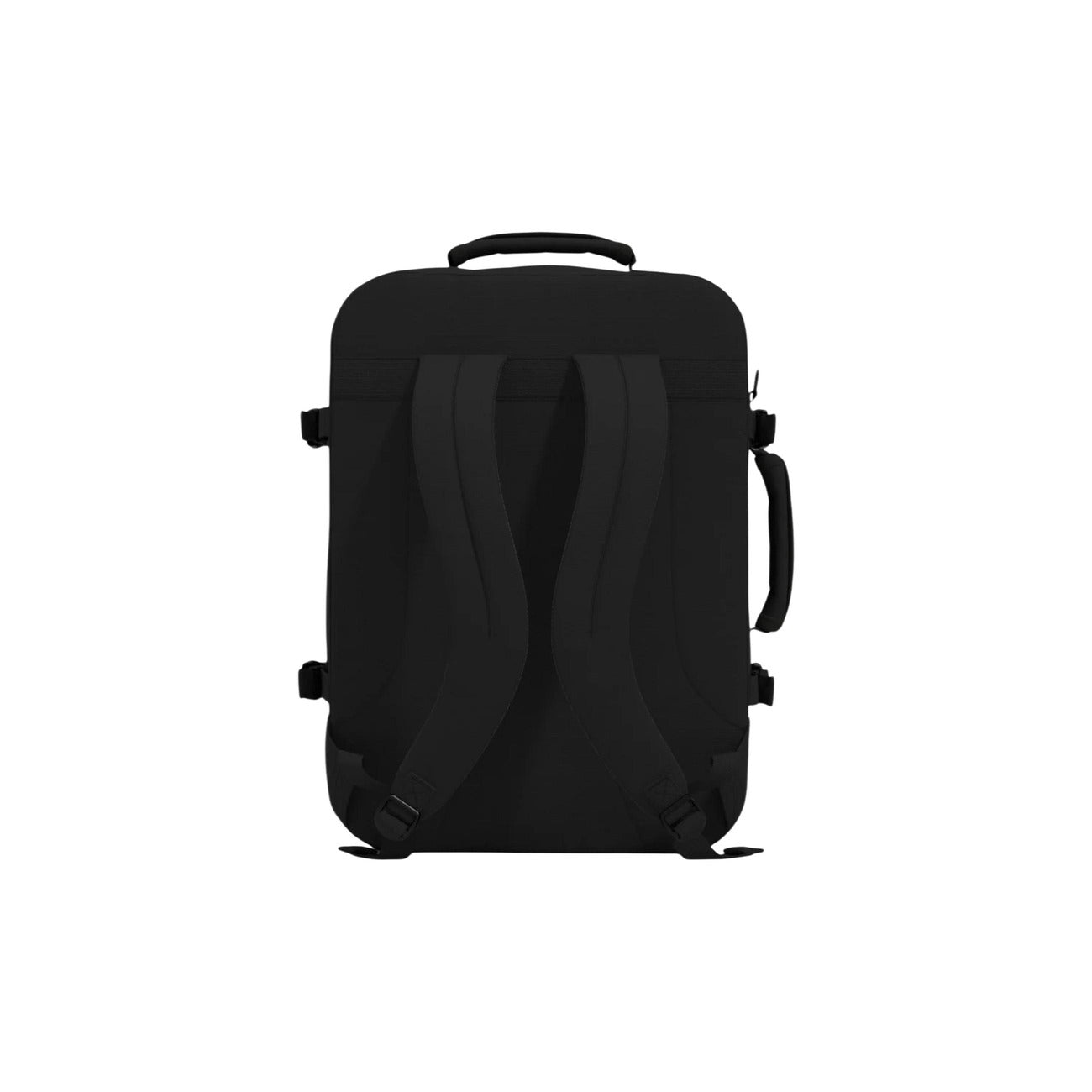 Zaino Cabin Zero Classic 44L; 100% Poliestere Nero. Capacità massima cabina (51x37x20), leggero, resistente all'acqua. Backpack uomo con sistema di compressione e manici comfort. Vista posteriore 