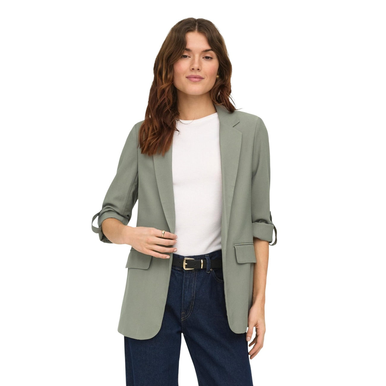 Only Giacca Donna Beige Senza Chiusura Bavero Scollo V Profondo Tasche Anteriori 93% Viscosa 7% Poliestere Primavera/Estate 15310839