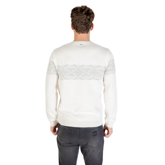 Antony Morato Maglioncino Uomo Bianco con Stampa Maniche Lunghe Scollo Tondo in Poliestere 42% Acrilico 25% Poliammide 22% Lana 11% MMSW01566-YA401141
