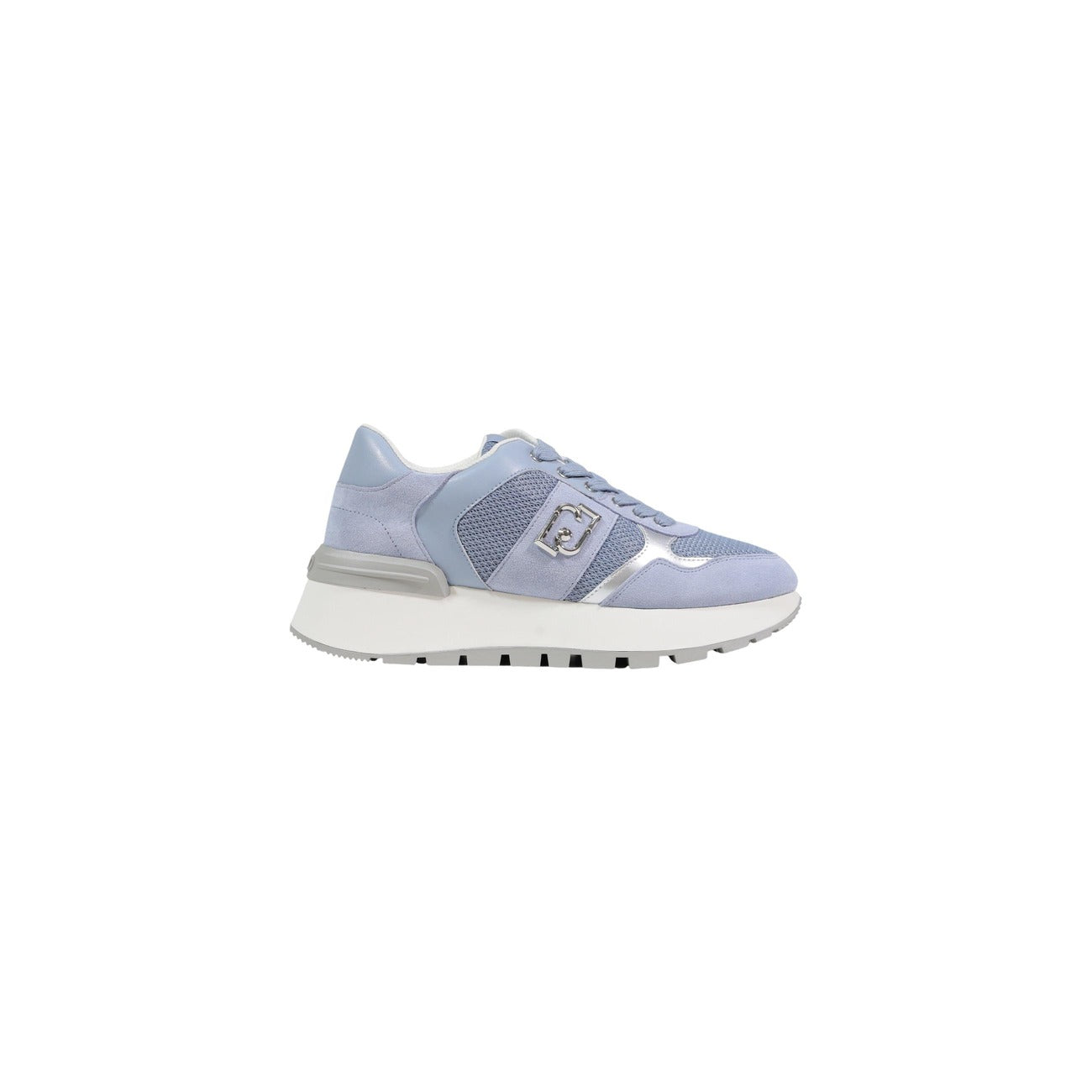 Sneakers Liu-Jo Amazing 43; azzurro, Mix Ecopelle e Suede. Suola flatform 4 cm, logo laterale metallico, traspirante. Calzata confortevole 4 stagioni.
