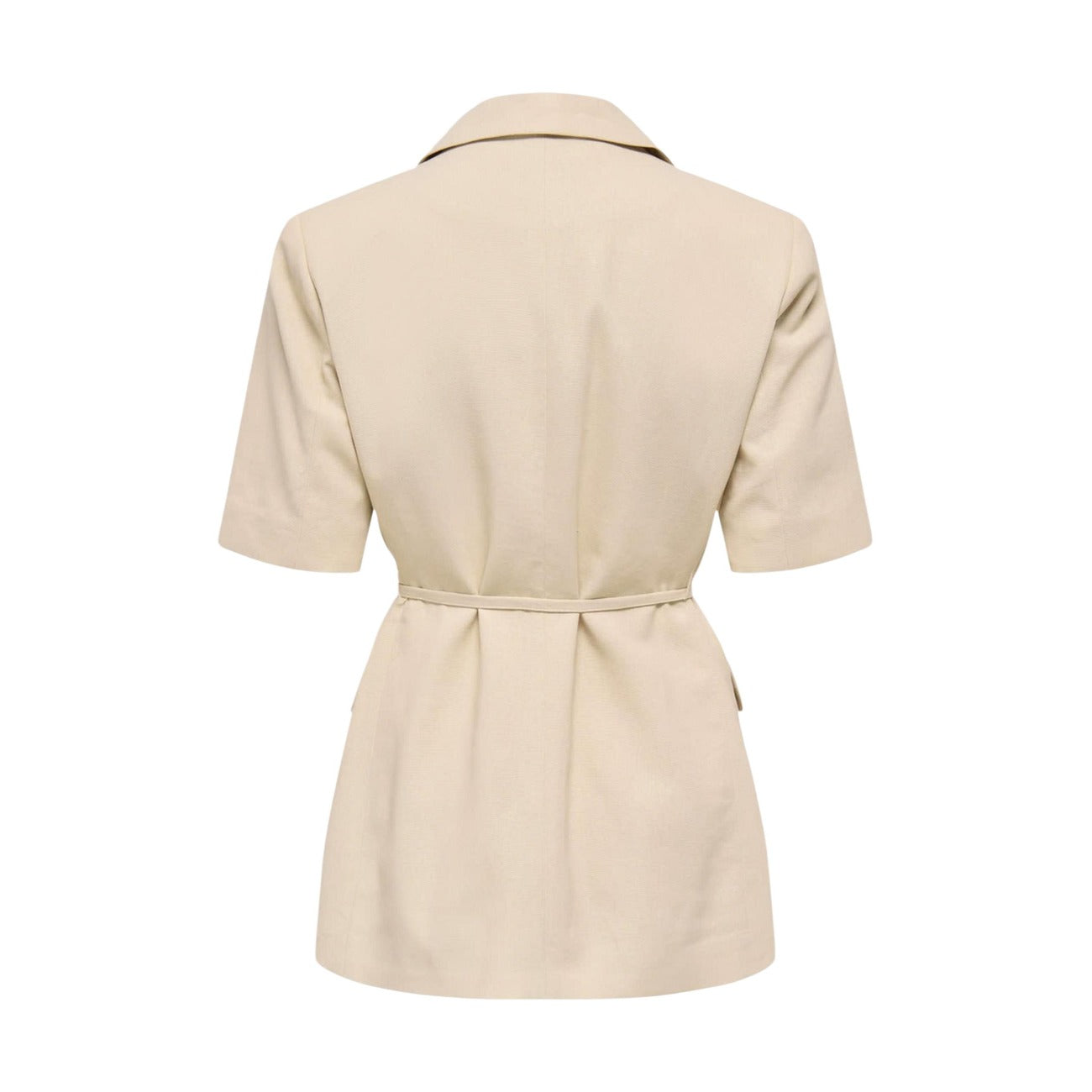 Blazer manica corta JDY; Beige. 75% Viscosa, 20% Lino. Cintura coordinata, tasche con patta, chiusura a bottoni. Stile elegante e leggero per la Primavera/Estate 2026. Vista posteriore 