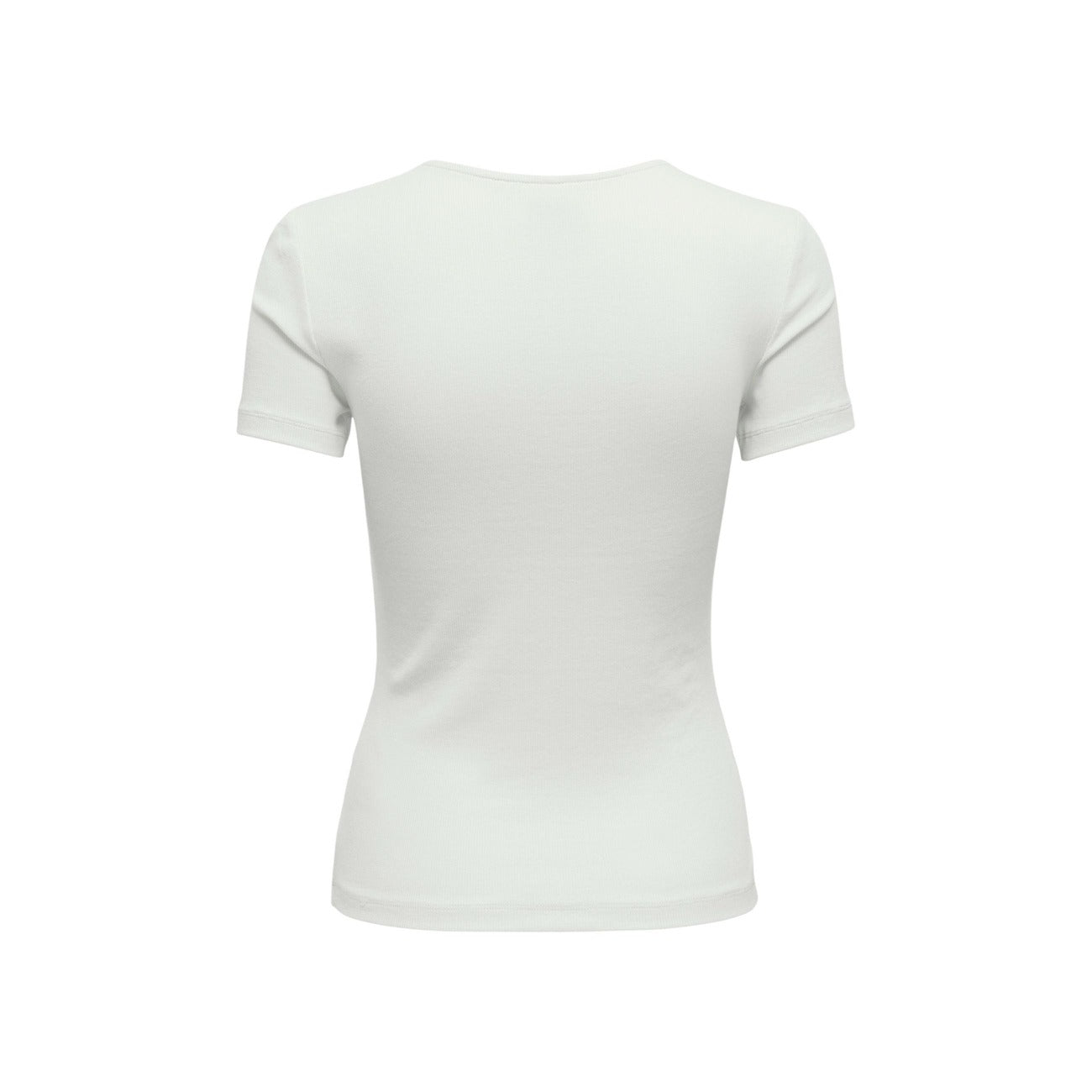 T-shirt bianca Only Onlrene con dettaglio cut-out e fiocchi, maniche corte e taglio aderente in cotone organico, ideale per outfit femminili. Vista posteriore 
