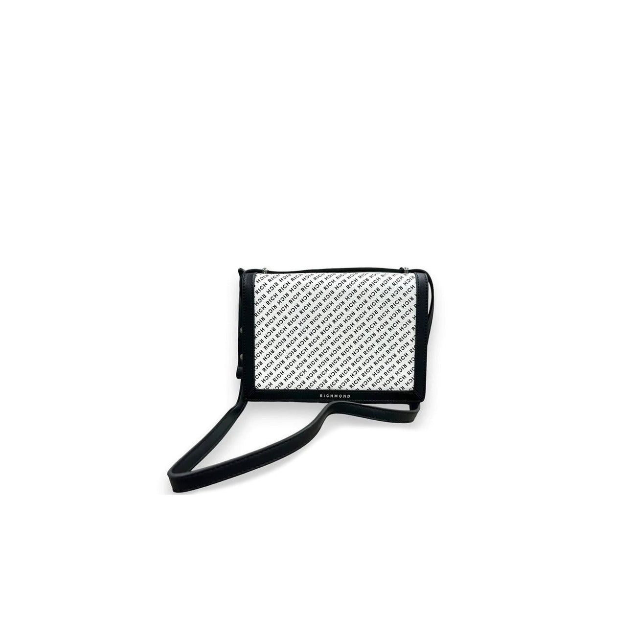Borsa a Tracolla Donna Richmond Nero Bianco con Scritte - Stile Italiano