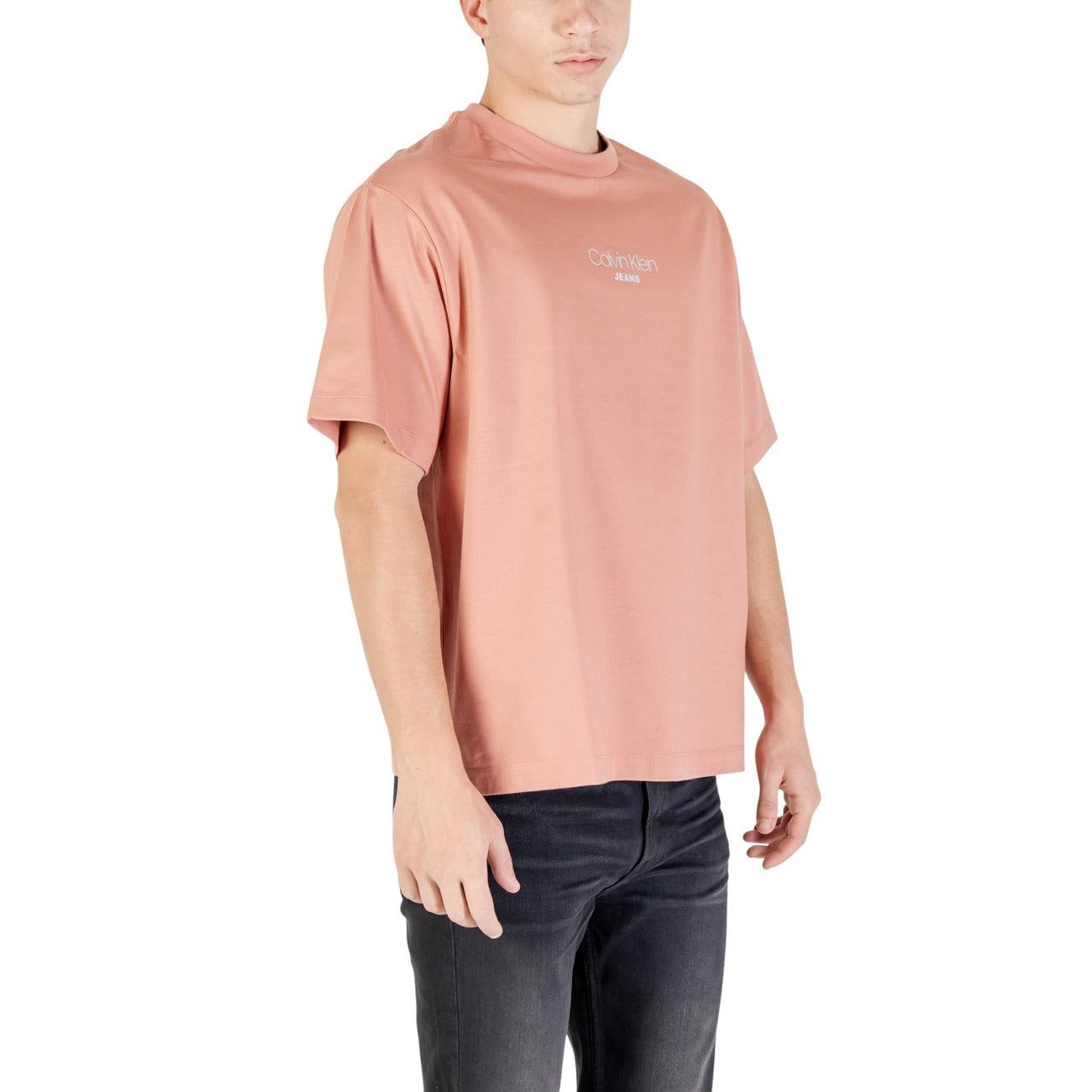 Calvin Klein Jeans T-Shirt Uomo Rosa Manica Corta Scollo Tondo Cotone 100% Autunno Inverno LV04RC851G