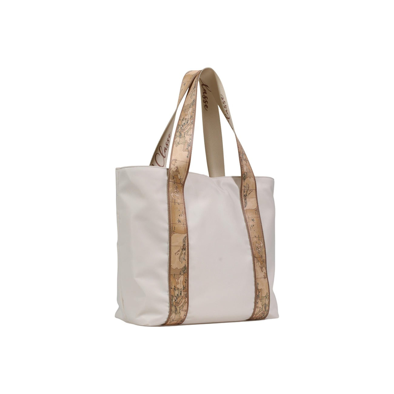 Borsa reversibile Alviero Martini Dual Bag; Nylon e tessuto soft Geo Classic. Maxi logo 1C oro chiaro, chiusura con laccetti, manici logati. Colore Sabbia. Shopping bag capiente e trasformabile per la stagione estiva.