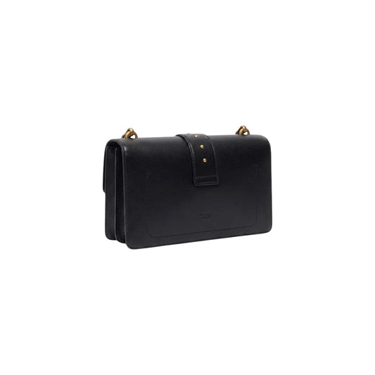 Borsa Pinko Love Bag nera in pelle 107071 A0F1. Borsetta da sera piccola (22x13x7 cm) in pelle seta nera con fibbia gioiello ucelli Love Birds con strass, tracolla a catena rimovibile e scomparti interni con zip.