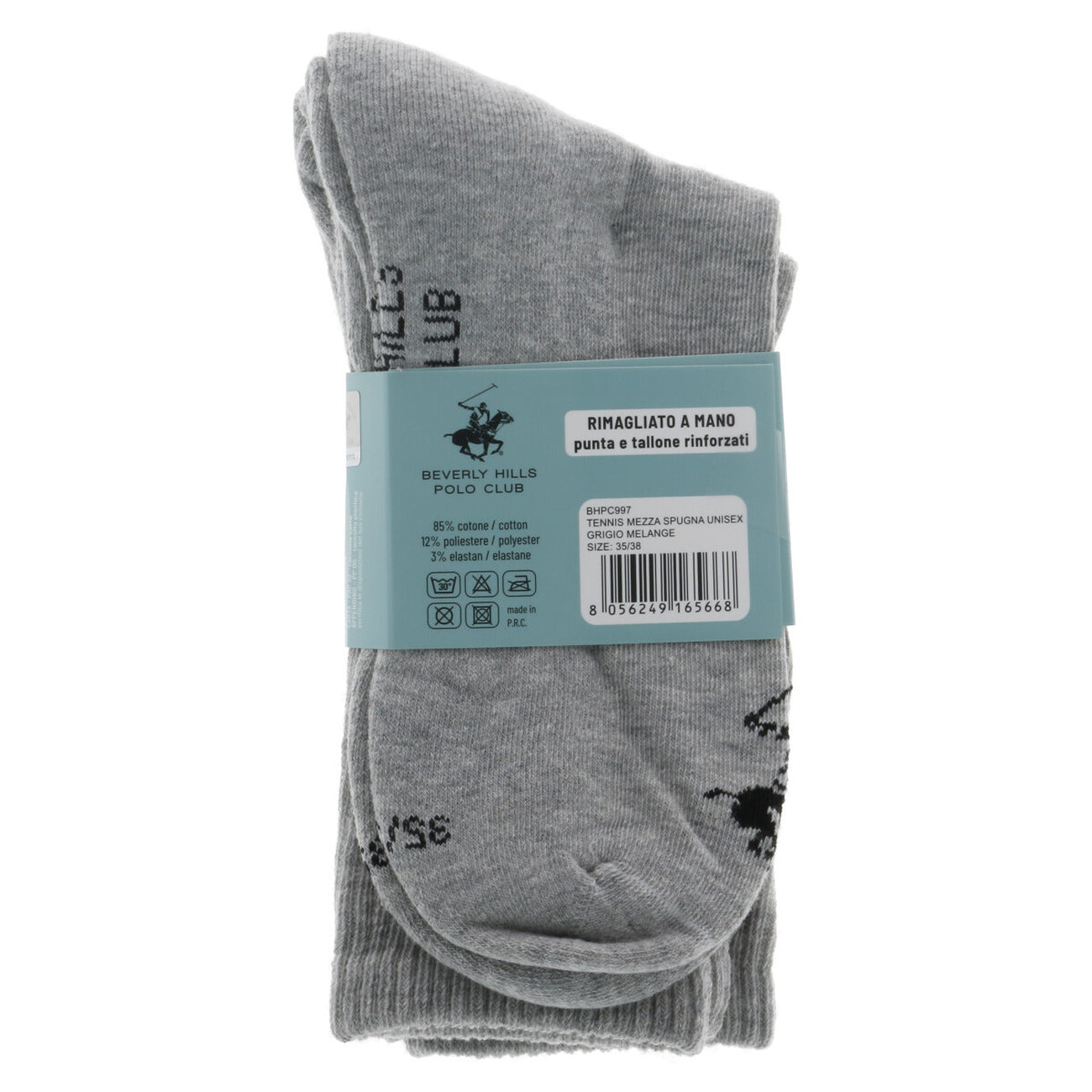 Beverly Hills Polo Club Calze Uomo Grigio Cotone 85% Poliestere 12% Elastan 3% Tutte le Stagioni BHPC997
