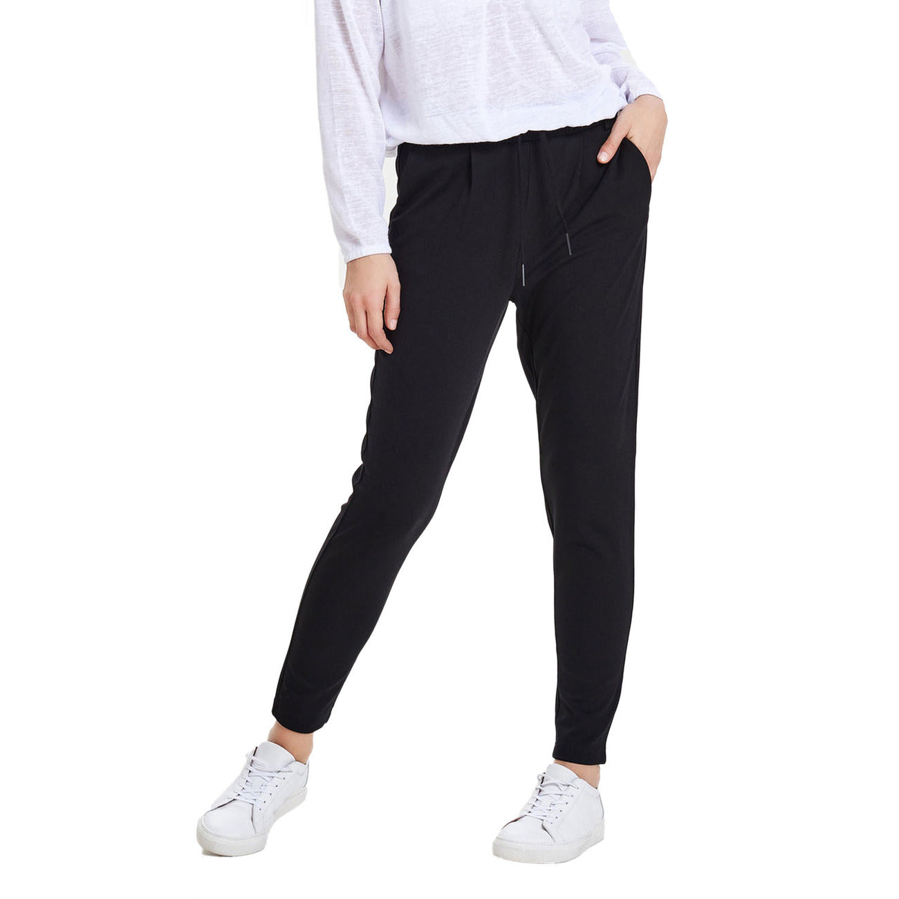 Only Pantaloni Donna Nero Lacci 65% Viscosa 32% Nylon 5% Elastan Autunno/Inverno WH7_146389_NERO