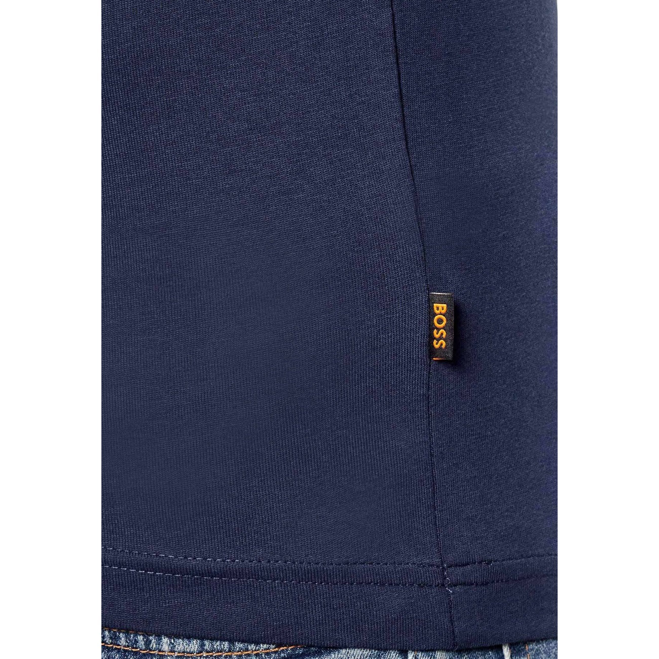 T-shirt Boss uomo blu manica corta - vista posteriore retro indossata
