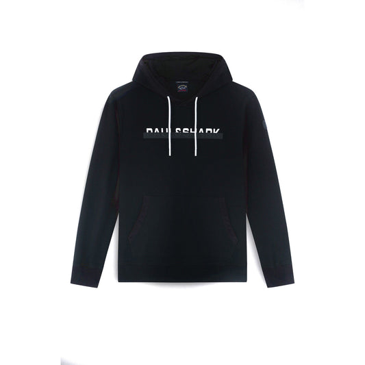 Paul&shark Felpa Uomo Nera con Cappuccio Stampa Maniche Lunghe in Cotone 100% Autunno/Inverno B_44376