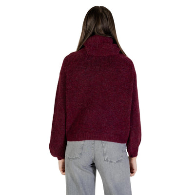 Only Maglione Donna Bordeaux Maniche Lunghe Scollo Alto - Maglione Poliestere Acrilico Lana