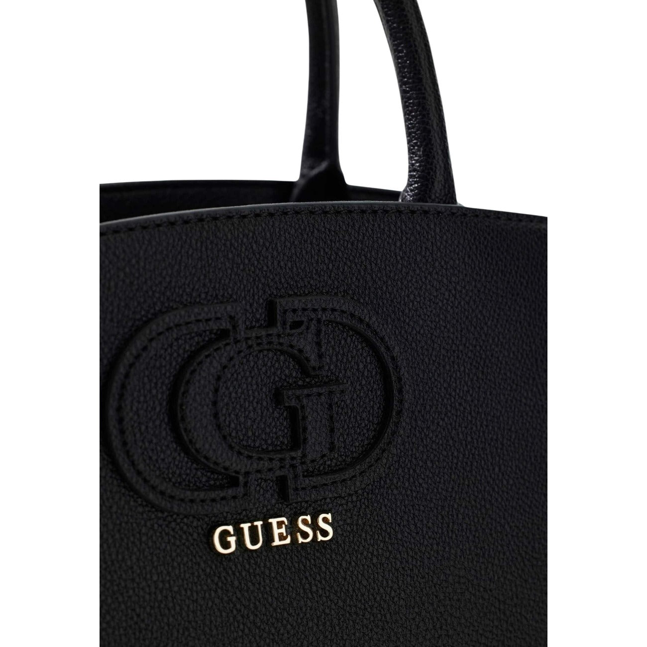 Guess Isola HWBG99 05060, borsa nera media a tre scomparti; doppio manico, charm logato e interni organizzati, uno stile sofisticato ideale per l'uso quotidiano e il business. Vista frontale Dettaglio logo 