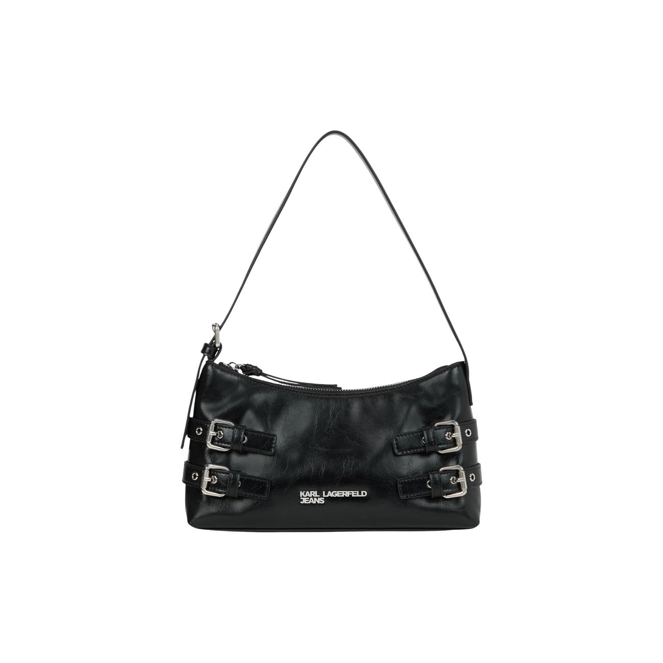 Borsa a tracolla donna Karl Lagerfeld Jeans nera con logo metallico e catena regolabile