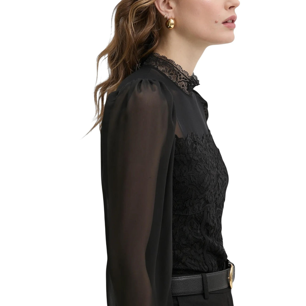 Morgan De Toi Blusa Donna Nero Clip Manica Lunga Scollo Alto Viscosa Elastan Autunno Inverno 251-TWIST