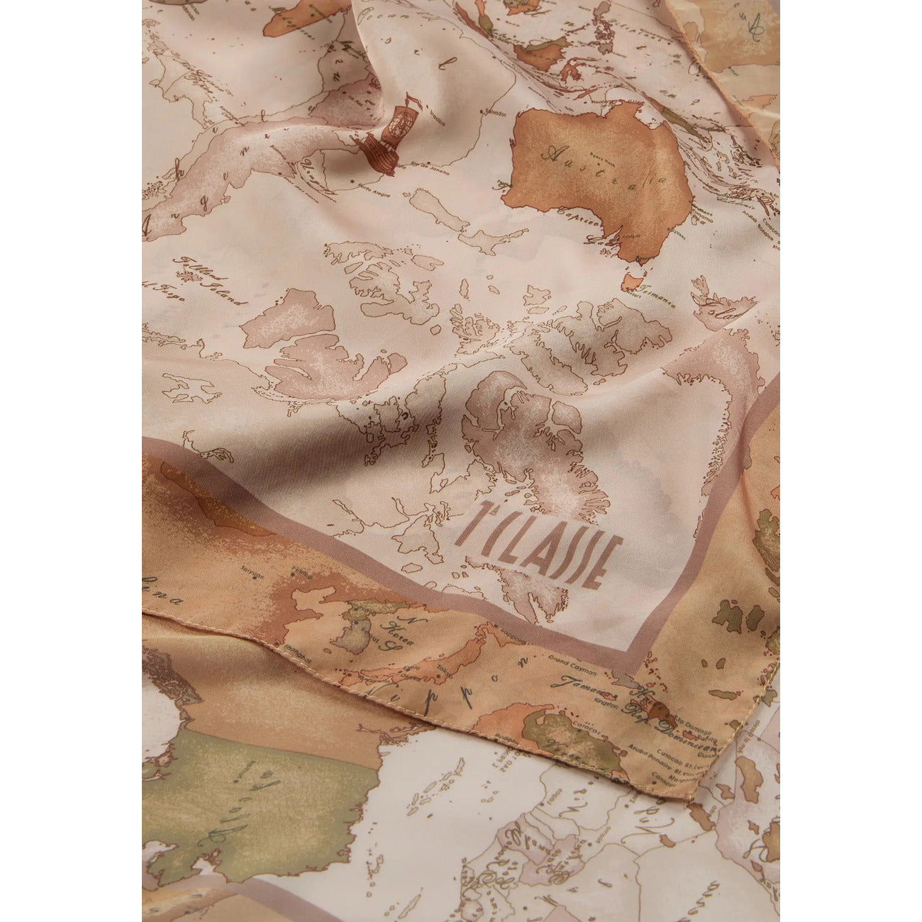 Alviero Martini Prima Classe Sciarpa Donna Beige con Stampa Geo - Sciarpa Poliestere 90x90cm