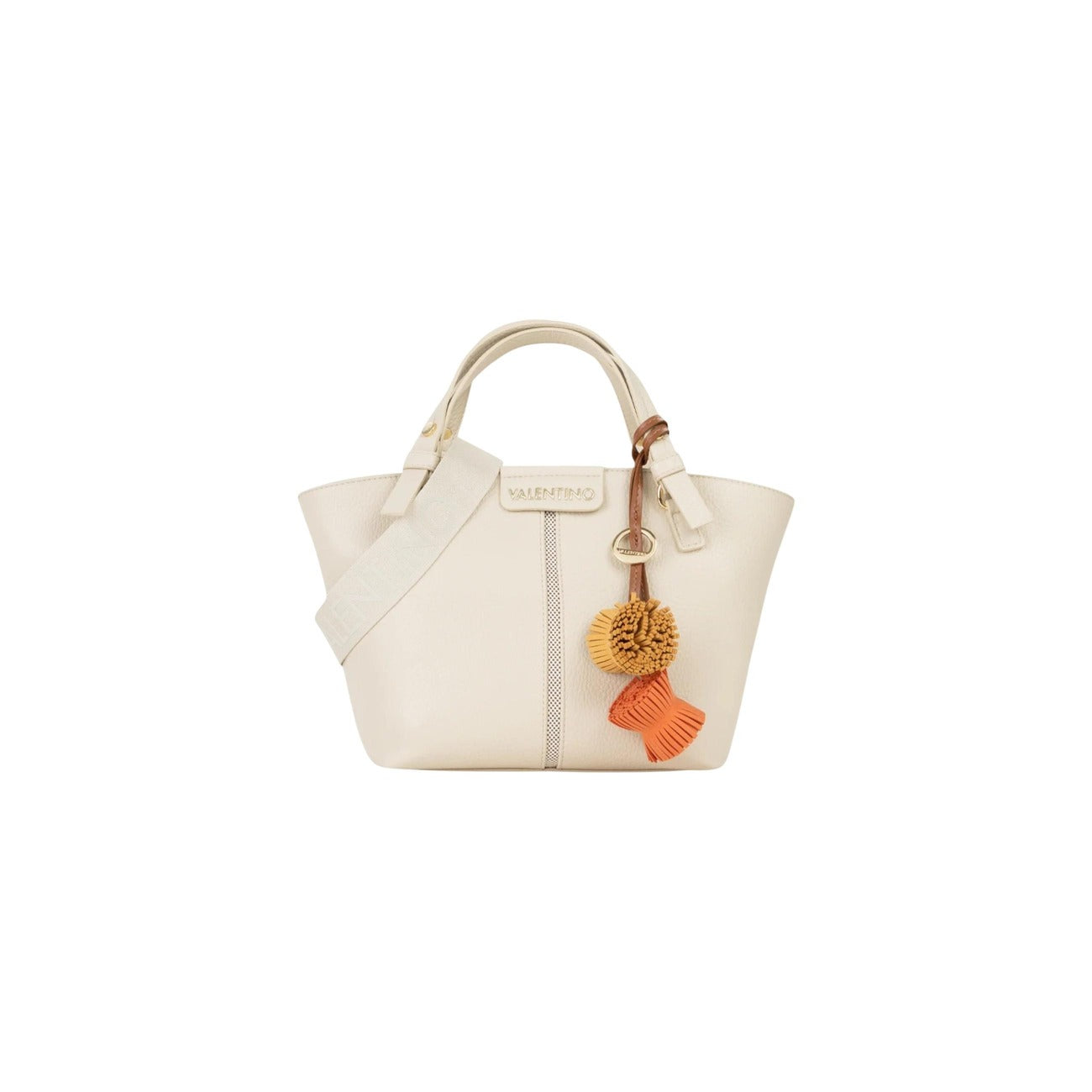 Borsa Valentino Bags VBS9OV05; 100% poliuretano soft-touch. Doppio manico, tracolla logata regolabile, charm removibili. Borsa a mano e a spalla capiente e di tendenza. Colore beige chiaro 