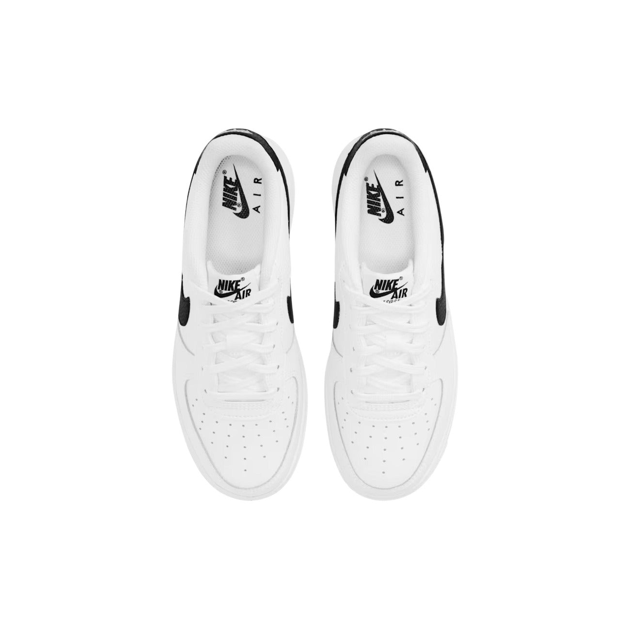 Sneakers Nike Air Force 1 bianche CT3839. Scarpe sportive bianche bicolore in pelle con logo Swoosh, punta traforata traspirante, suola in gomma platform 3 cm, scarpe casual urban 4 stagioni.
