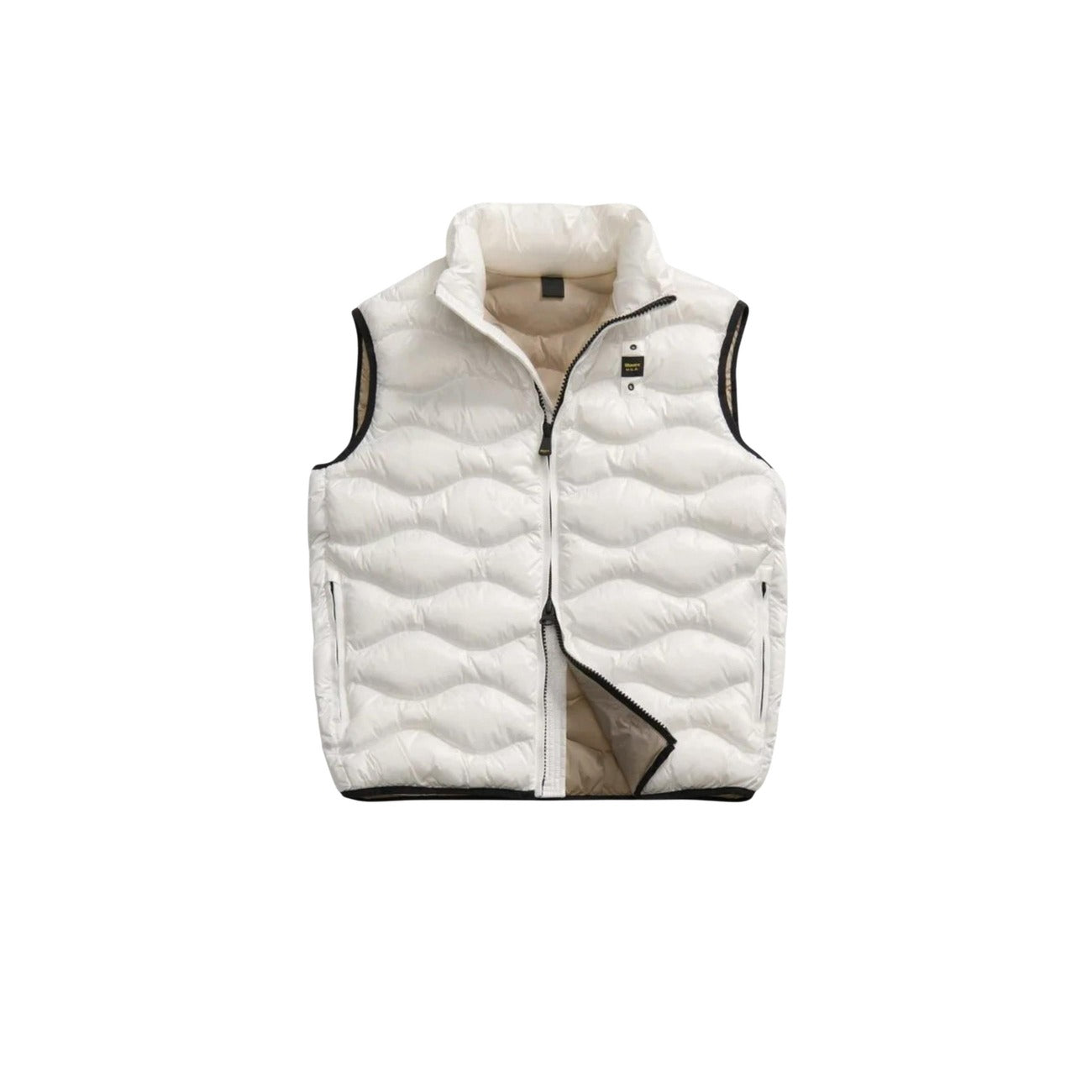 Gilet Blauer DANNY uomo bianco smanicato con cerniera tasche scollo alto 100% poliammide - vista frontale steso